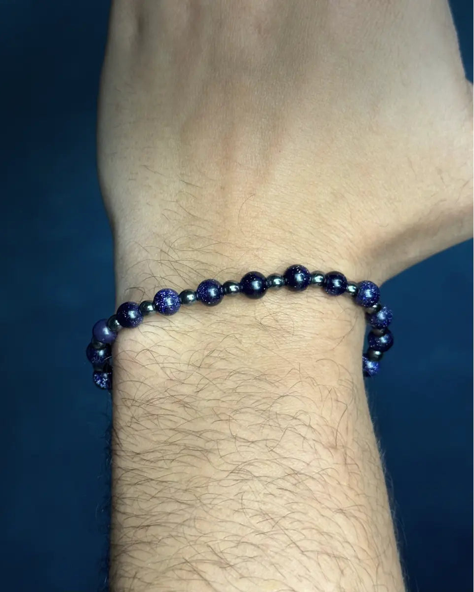 Pulseira Santiago - Pedra Blue Sand e Hematita