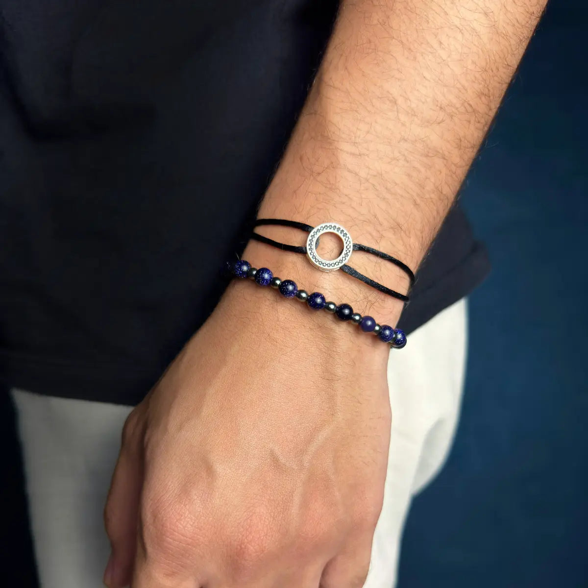 Pulseira Santiago - Pedra Blue Sand e Hematita