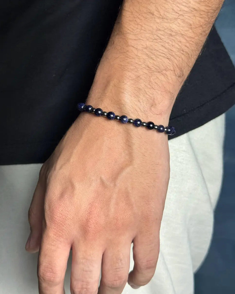 Pulseira Santiago - Pedra Blue Sand e Hematita