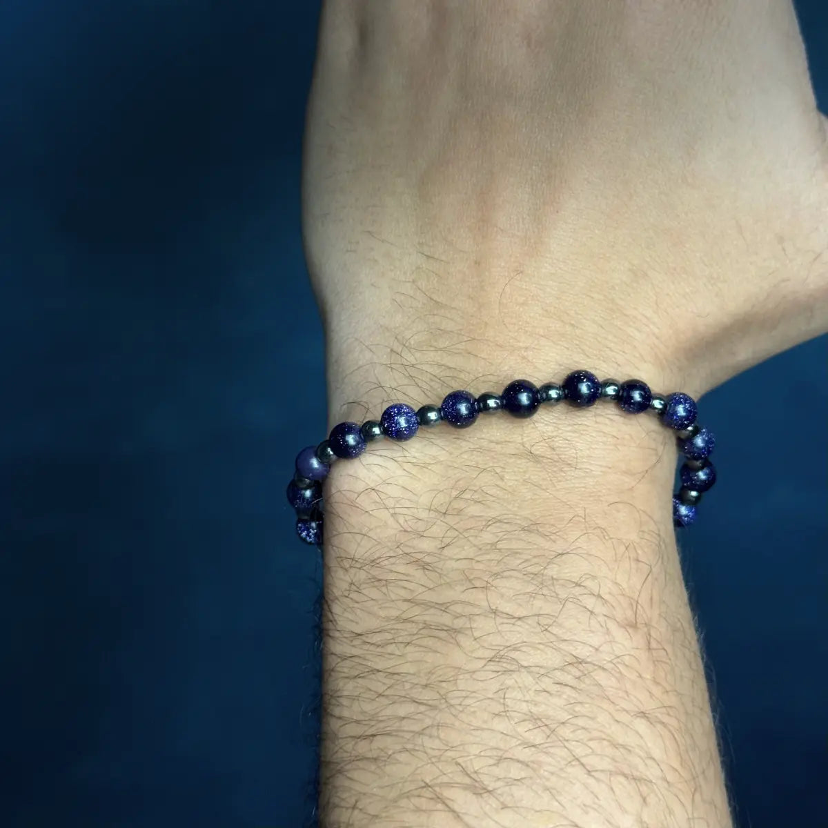 Pulseira Santiago - Pedra Blue Sand e Hematita