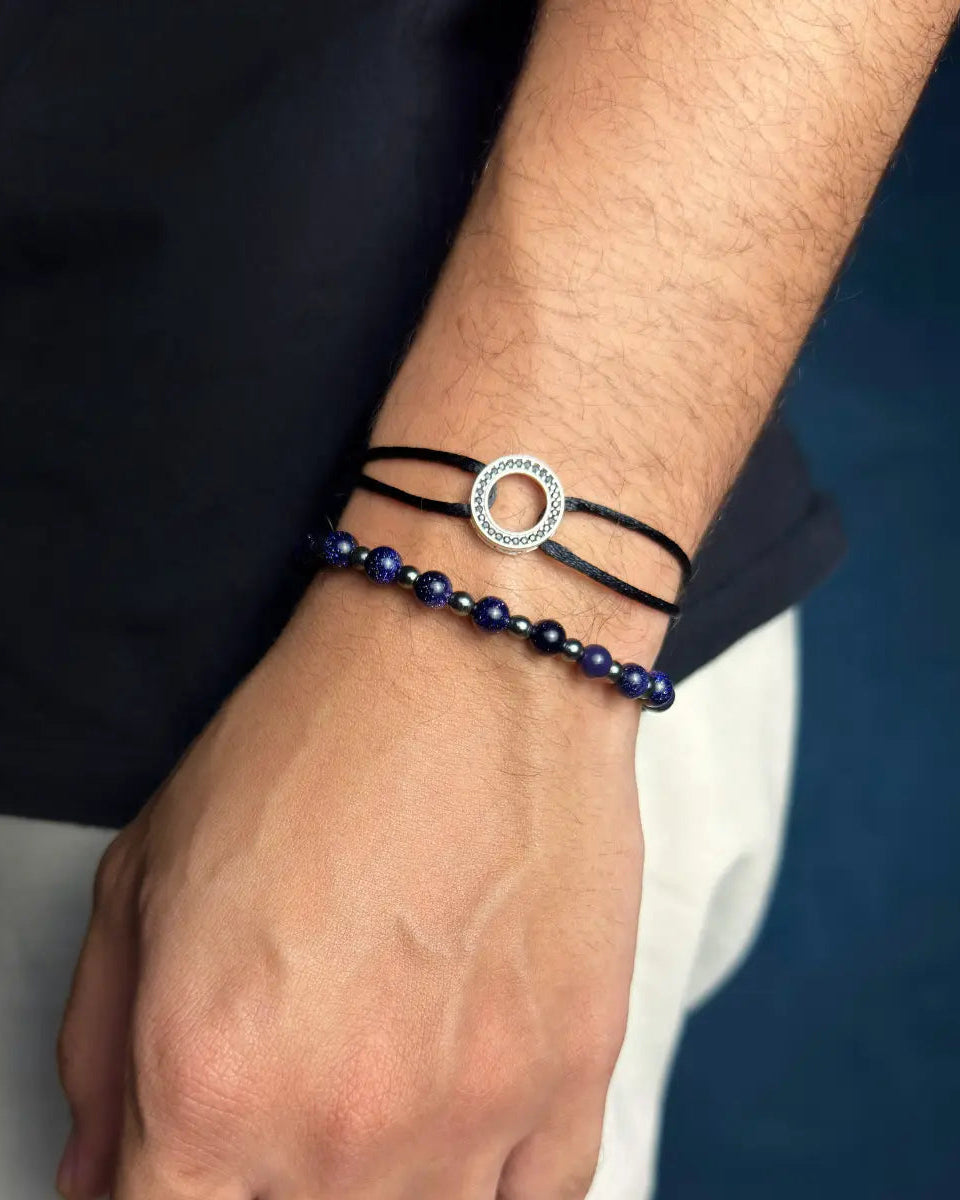 Pulseira Santiago - Pedra Blue Sand e Hematita